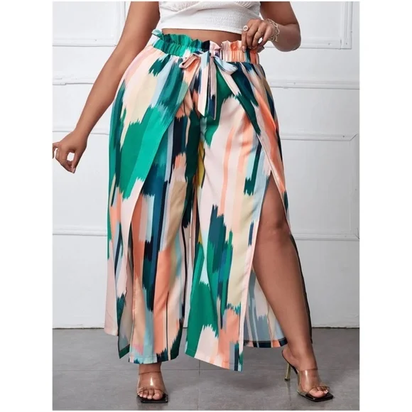 Plus Water Color Wide Leg Palazzo Lounge Pants - Picture 4 of 5